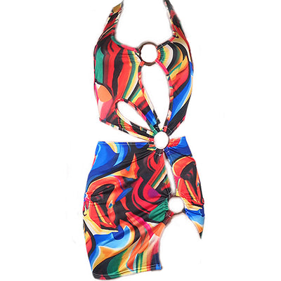 Falda Estampada con Escote Halter y Espalda Abierta - Image 5