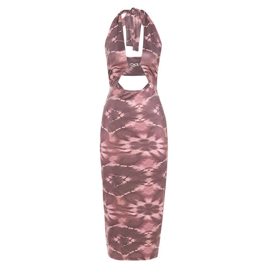 Vestido Halter Elegante con Detalle Hueco y Silueta Ajustada