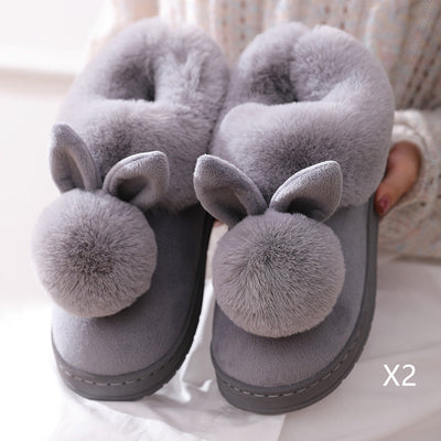 Pantuflas Cálidas de Conejo y Gato Felpa - Zapatillas de Casa Algodón Grueso Invierno - Image 5