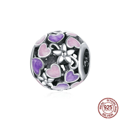 Abalorio Corazón Hueco Plata 925 Efecto Goteo Púrpura - Image 7