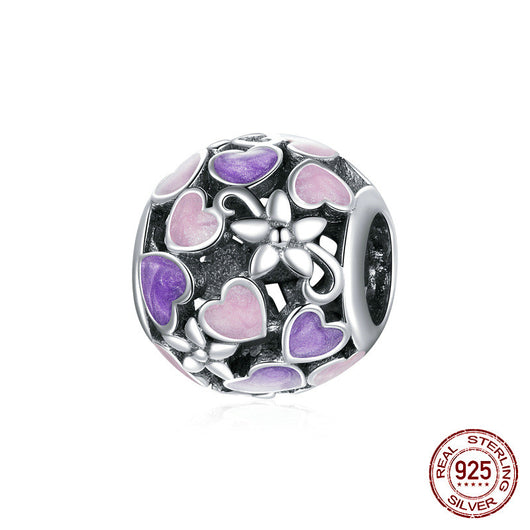 Abalorio Corazón Hueco Plata 925 Efecto Goteo Púrpura - Image 7