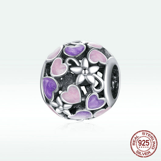 Abalorio Corazón Hueco Plata 925 Efecto Goteo Púrpura - Image 6
