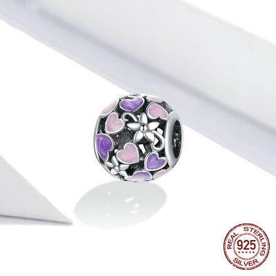 Abalorio Corazón Hueco Plata 925 Efecto Goteo Púrpura - Image 10
