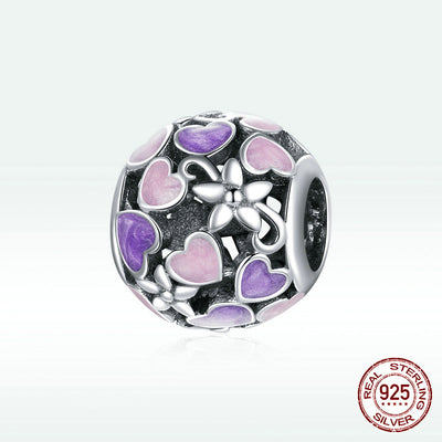 Abalorio Corazón Hueco Plata 925 Efecto Goteo Púrpura - Image 5