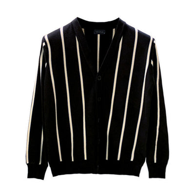 Cardigan Tejido Clásico para Hombre con Rayas Verticales Retro - Image 12