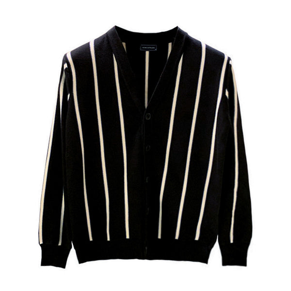 Cardigan Tejido Clásico para Hombre con Rayas Verticales Retro