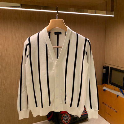 Cardigan Tejido Clásico para Hombre con Rayas Verticales Retro - Image 5