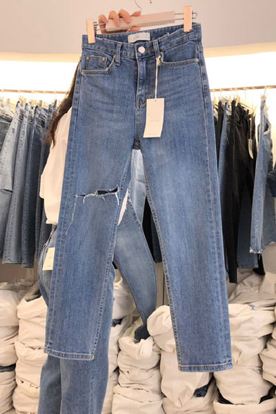 Pantalones Vaqueros Rotos de Cintura Alta Slim Fit - Diseño Casual Versátil - Image 3