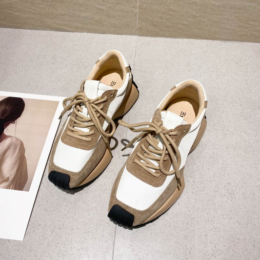 Zapatillas Deportivas Mujer de Cuero con Suela Gruesa - Blancas Clásicas