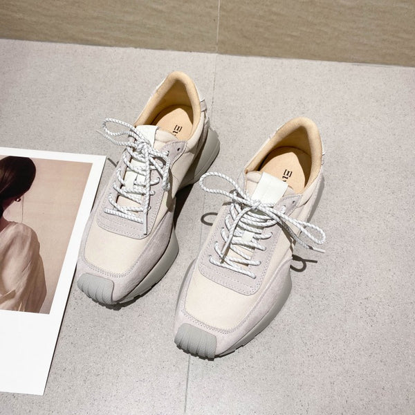 Zapatillas Deportivas Mujer de Cuero con Suela Gruesa - Blancas Clásicas