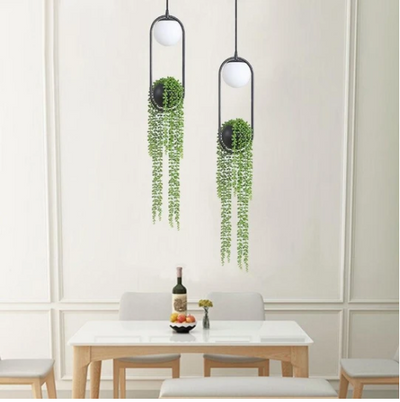 Lámpara de Araña Decorativa con Maceta de Flores en Hierro - Image 2