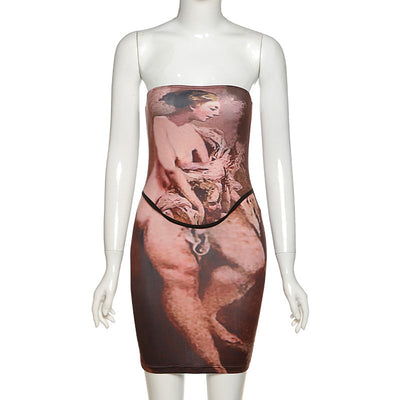 Vestido Tubo Sexy con Mochila Estampada y Detalles de Cadera - Image 10