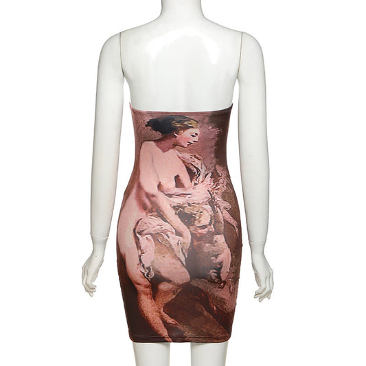 Vestido Tubo Sexy con Mochila Estampada y Detalles de Cadera - Image 2
