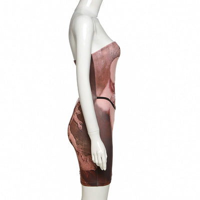 Vestido Tubo Sexy con Mochila Estampada y Detalles de Cadera - Image 3