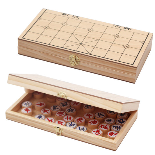 Ajedrez Chino Portátil con Tablero Plegable de Madera