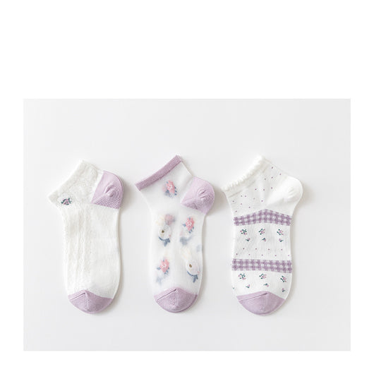 Calcetines Retro de Conejo Algodón Puro para Mujer - Largo Medio Primavera Verano - Image 15