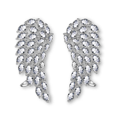 Aretes de Alas de Ángel con Circonita Cúbica Brillante para Mujer - Joyería de Bodas en Oro Blanco - Image 6