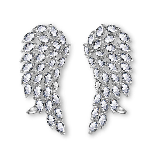 Aretes de Alas de Ángel con Circonita Cúbica Brillante para Mujer - Joyería de Bodas en Oro Blanco - Image 6