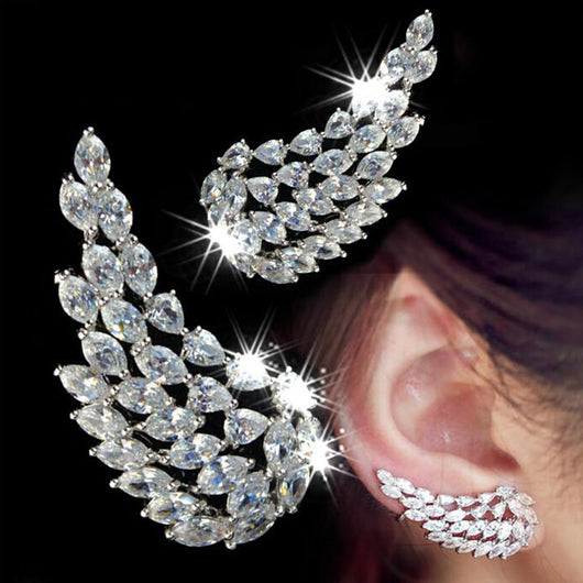 Aretes de Alas de Ángel con Circonita Cúbica Brillante para Mujer - Joyería de Bodas en Oro Blanco - Image 7