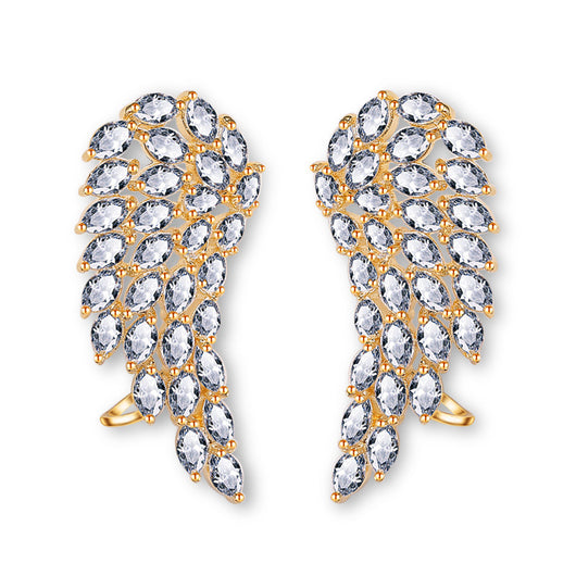 Aretes de Alas de Ángel con Circonita Cúbica Brillante para Mujer - Joyería de Bodas en Oro Blanco - Image 8