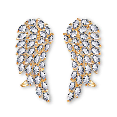 Aretes de Alas de Ángel con Circonita Cúbica Brillante para Mujer - Joyería de Bodas en Oro Blanco - Image 3