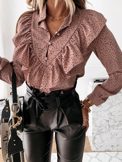 Blusa Estampada con Volantes de Temperamento Elegante - Image 9