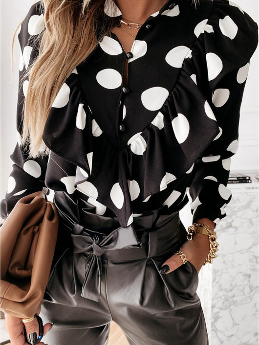 Blusa Estampada con Volantes de Temperamento Elegante - Image 10