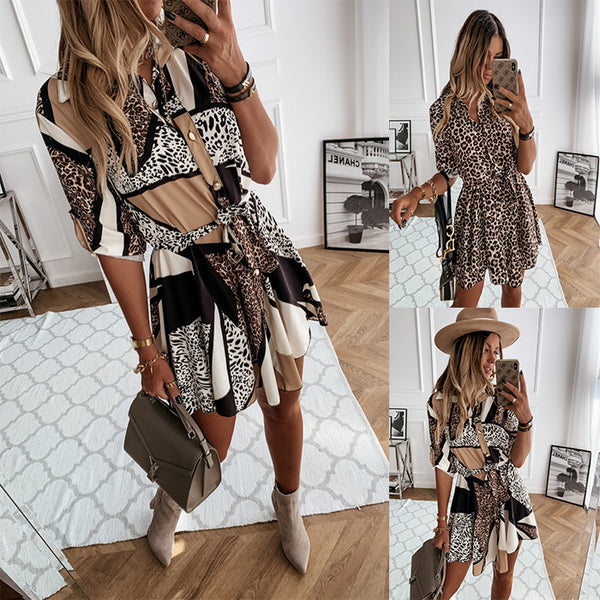 Vestido Corto Estampado para Mujer - Diseño Moderno y Versátil