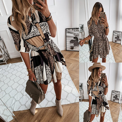 Vestido Corto Estampado para Mujer - Diseño Moderno y Versátil