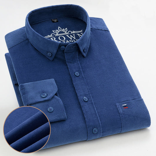 Camisa de Pana Manga Larga Slim Fit para Hombre - Casual Profesional - Image 10