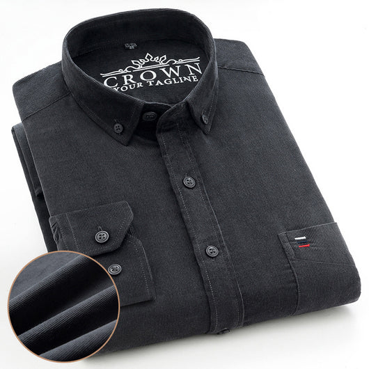 Camisa de Pana Manga Larga Slim Fit para Hombre - Casual Profesional - Image 7