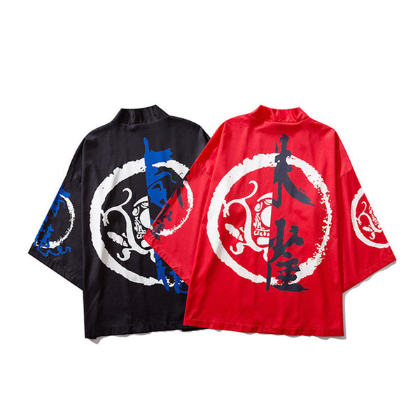 Kimono Tres Cuartos con Forro y Estampado de Letras Graffiti