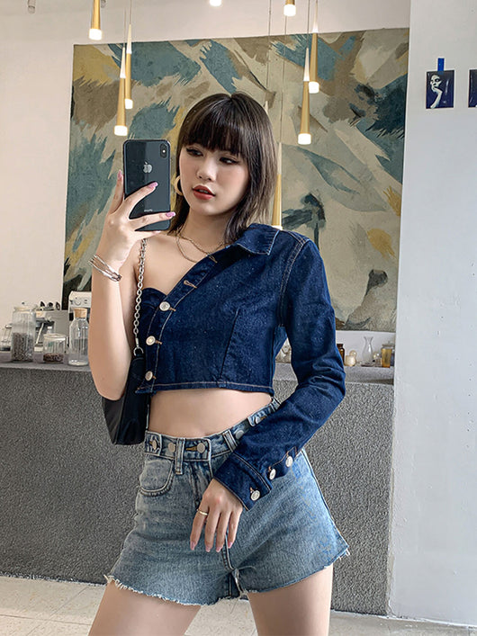 Chaqueta Vaquera Hombros Descubiertos Manga Larga - Comodidad y Estilo - Image 2