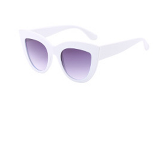 White cat-eye sunglasses with purple gradient lenses, featuring a retro and trendy style. - Image 17