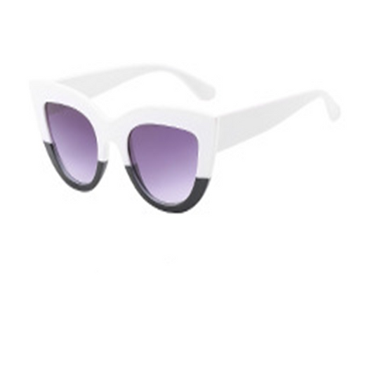 White cat-eye sunglasses with purple gradient lenses, featuring a retro and trendy style. - Image 15