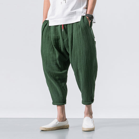Pantalones Casuales Hombre Estilo Chino en Algodón y Lino - Image 8