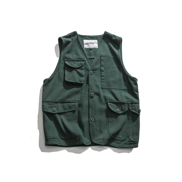 Chaleco Multibolsillos Casual Unisex Estilo Americano