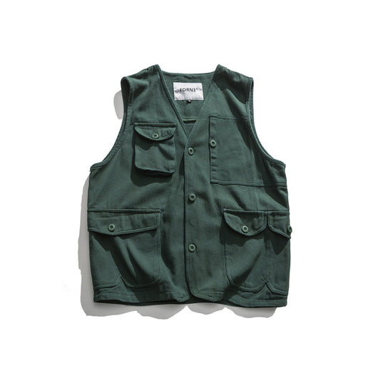 Chaleco Multibolsillos Casual Unisex Estilo Americano