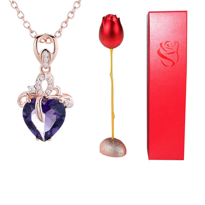 Collar Corazón de Cristal Bicolor con Rosa - Regalo Romántico para Ella - Image 9