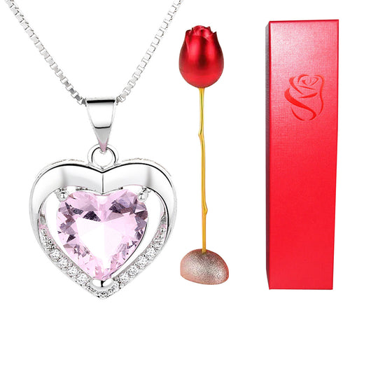 Collar Corazón de Cristal Bicolor con Rosa - Regalo Romántico para Ella - Image 8
