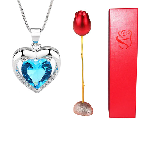 Collar Corazón de Cristal Bicolor con Rosa - Regalo Romántico para Ella - Image 7