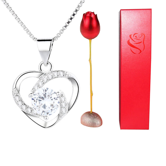 Collar Corazón de Cristal Bicolor con Rosa - Regalo Romántico para Ella - Image 3