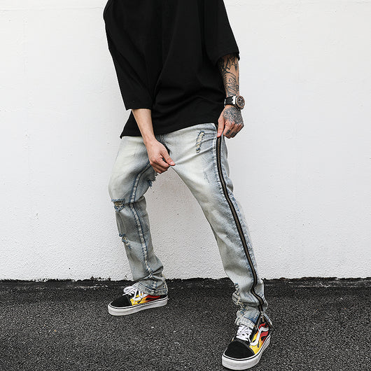 Jeans Slim Fit Desgastados con Cierre Lateral y Tela Elástica - Image 5