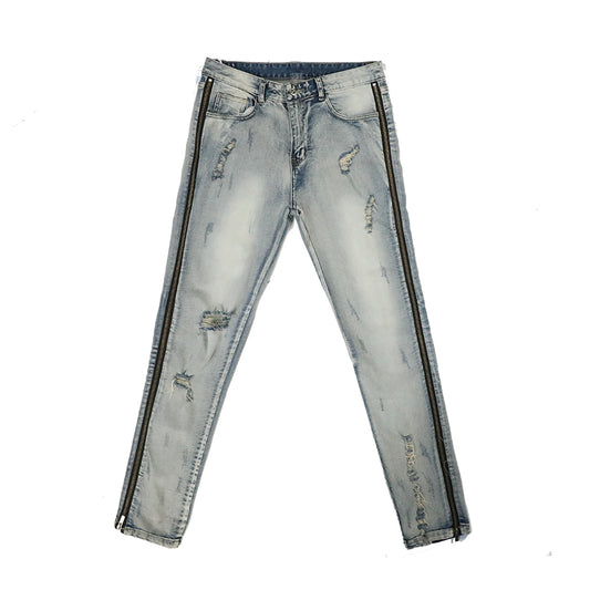 Jeans Slim Fit Desgastados con Cierre Lateral y Tela Elástica - Image 2