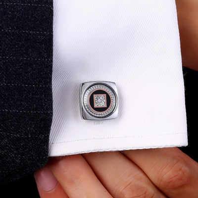 Gemelos de Camisa Francesa para Hombre con Cristales Cuadrados - Image 4