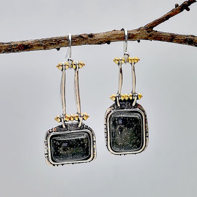 Aretes Largos de Turquesa Negra - Diseño Bicolor Elegante - Image 10