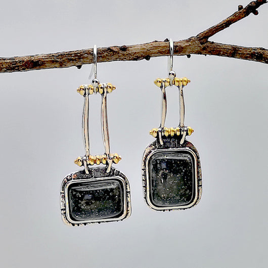 Aretes Largos de Turquesa Negra - Diseño Bicolor Elegante - Image 10