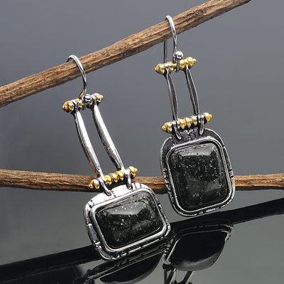 Aretes Largos de Turquesa Negra - Diseño Bicolor Elegante - Image 8