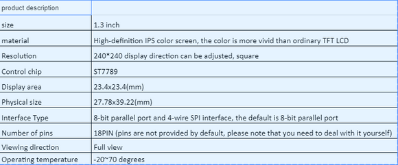 Pantalla LCD IPS a Color 1.3 Pulgadas 240x240 - Conexión Directa