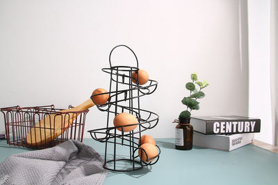 Organizador de Huevos Espiral de Hierro Forjado Práctico y Decorativo